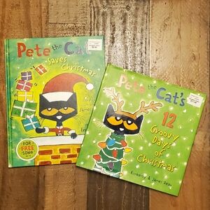 New Pete the Cat Saves Christmas Book Set - 12 Groovy Days Of Christmas Hardback